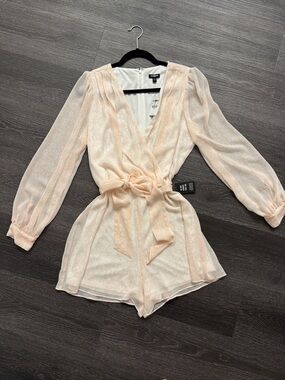 Express Sheer Peach Wrap Romper